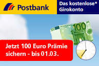 postbank Postbank Girokonto mit 100€ Startguthaben